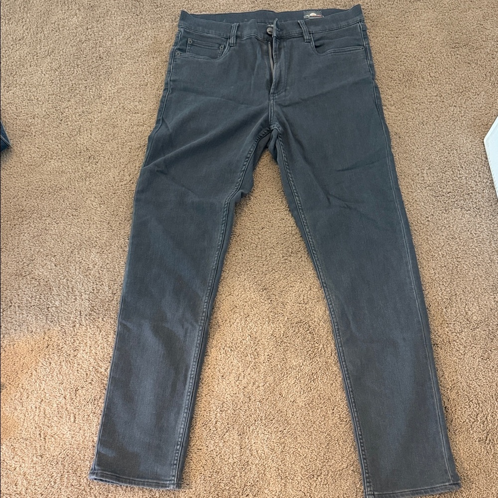 Faherty Men's Stretch Terry. Charcoal Slim Jeans